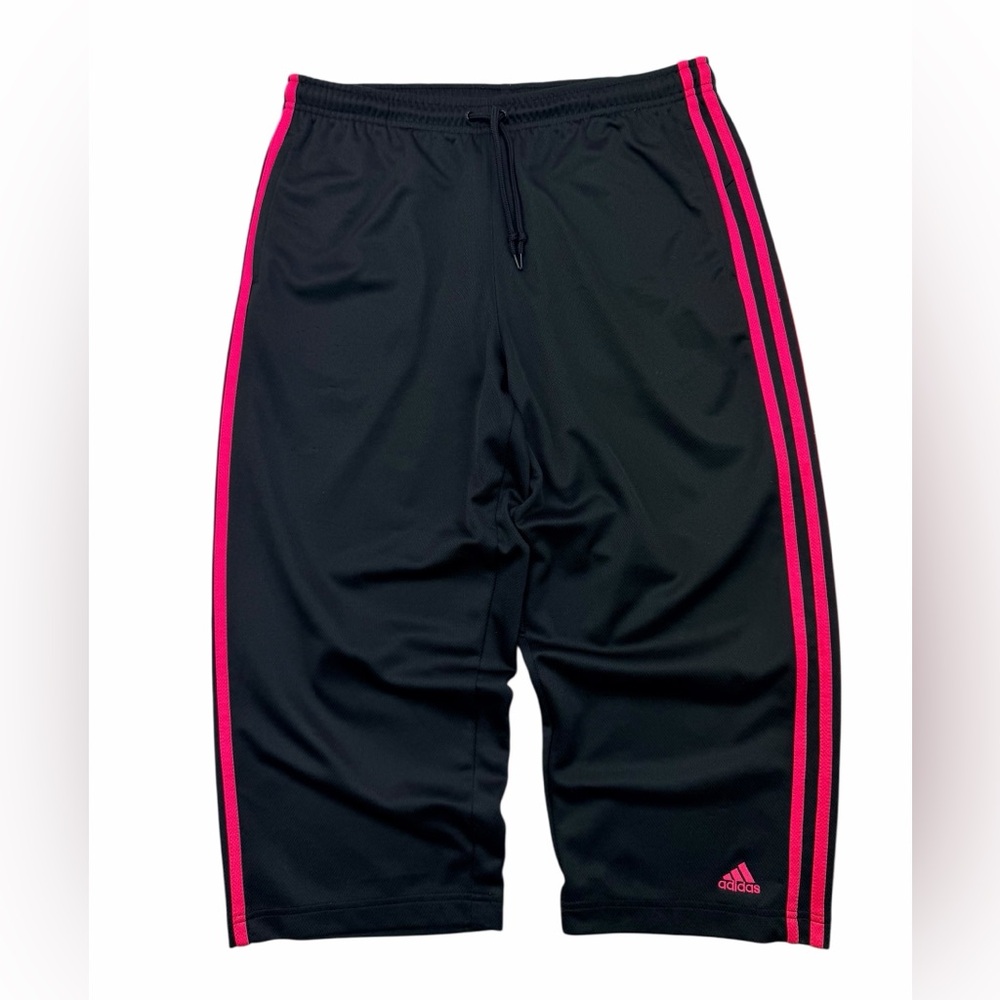 Adidas Y2K Wide Capri Black & Hot Pink 3 Stripes Medium